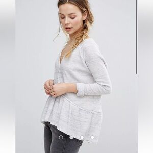 Free People Coastline Peplum Long Sleeved Tee Size XS
